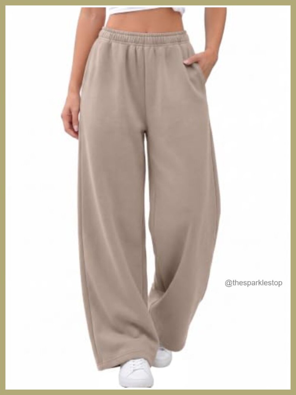 Wide Leg Fleece Lined Sweatpants High Waist Drawstring Pockets